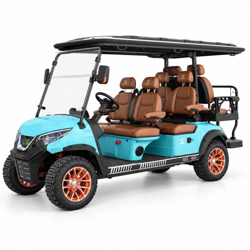 GG-DP020 electric golf cart front three-quarter view