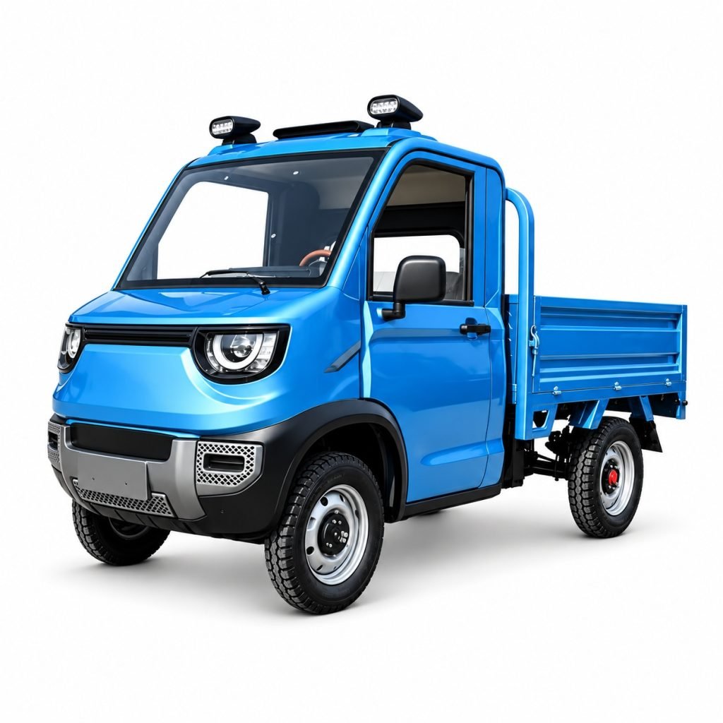 ZH-QD009 cabin electric cargo tricycle front three-quarter view